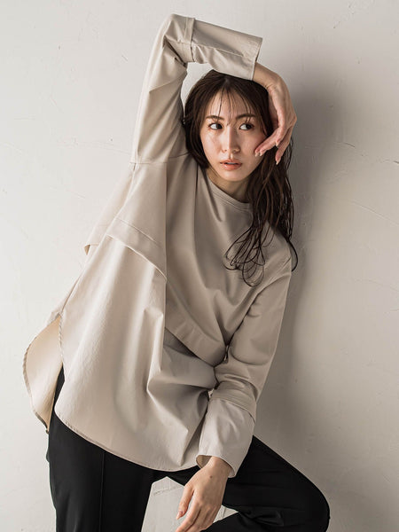 【大きいサイズ】【biyori】”どんな着こなしもシャレ見え”ドッキングカットソー≪洗濯機で洗える≫