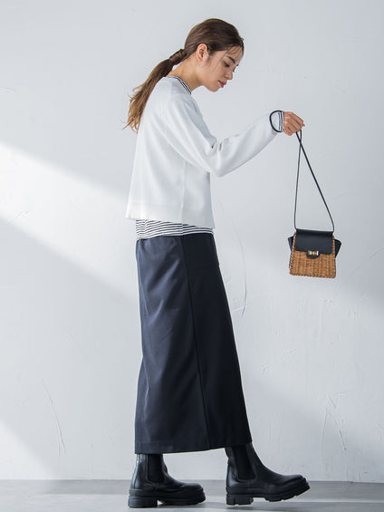 カットジョーゼットフロントベンツストレートスカート≪セットアップ対応/手洗い可能≫