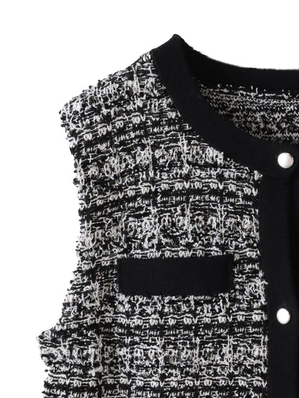 ファンシーツイードニットジレ