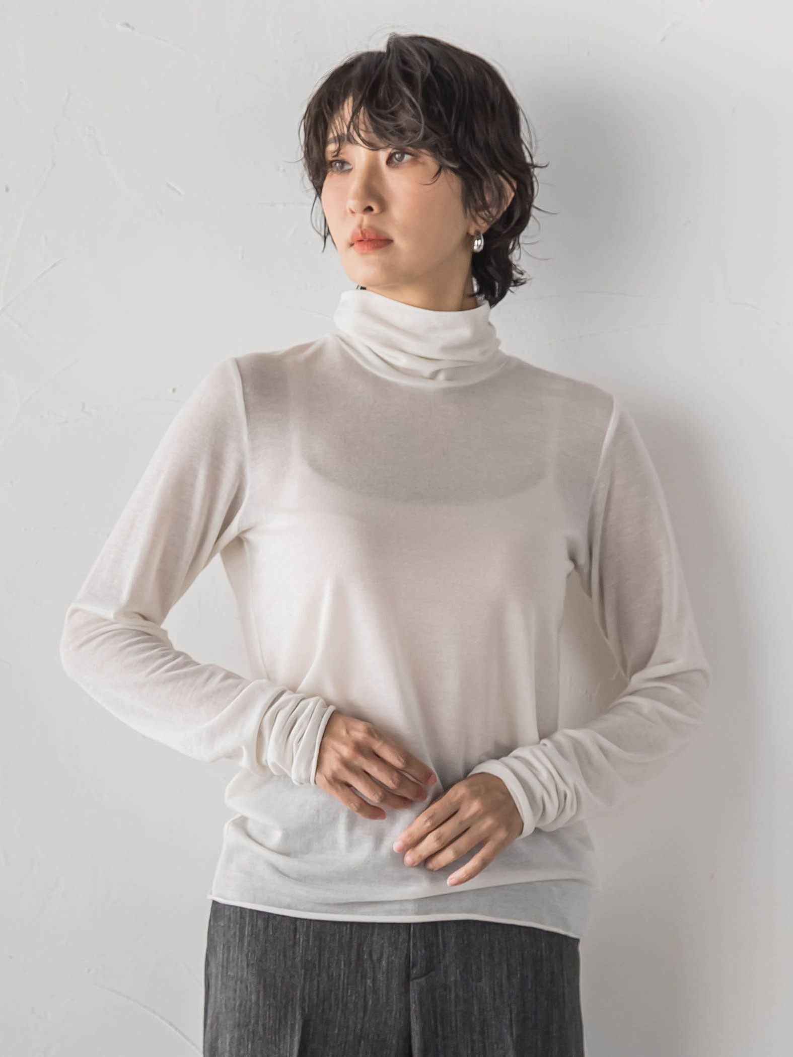 【大きいサイズ/受注会限定】カシミヤシルクシアージャージカットソー