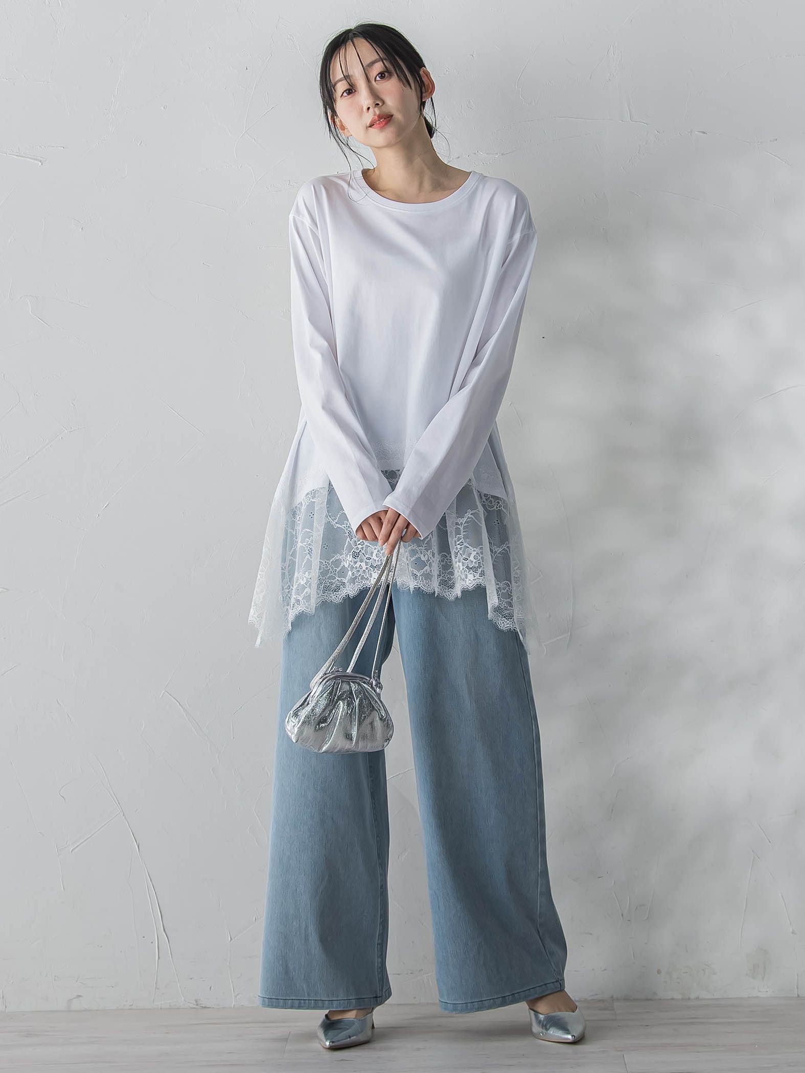 レースコンビカットソー