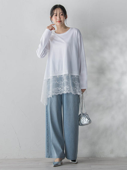 レースコンビカットソー