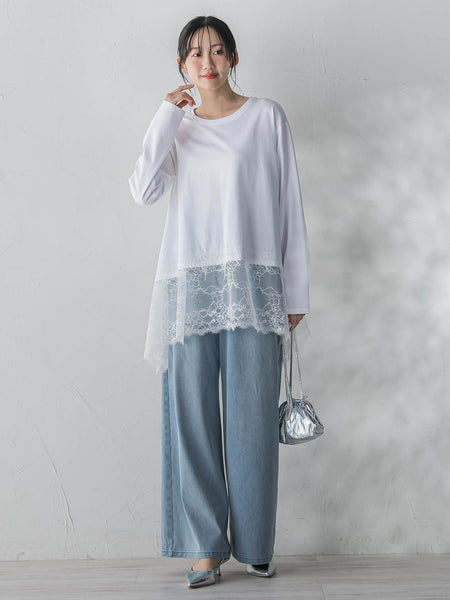 レースコンビカットソー