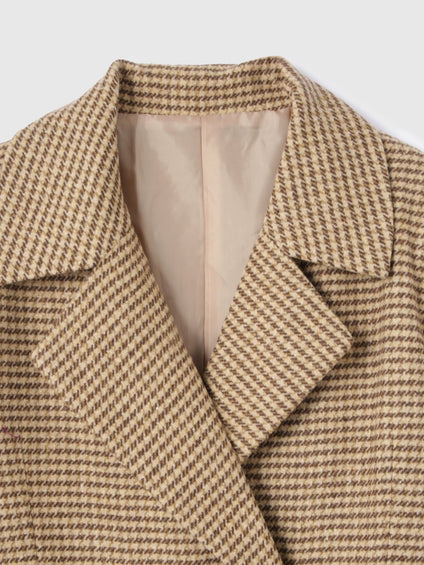 ツィーディチェックWボタンジャコット