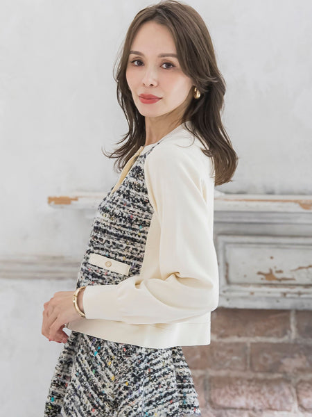 CLARENSONミックスツイードカーディガン