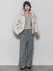 【ふわもち】Vネックニット≪洗濯機で洗える≫