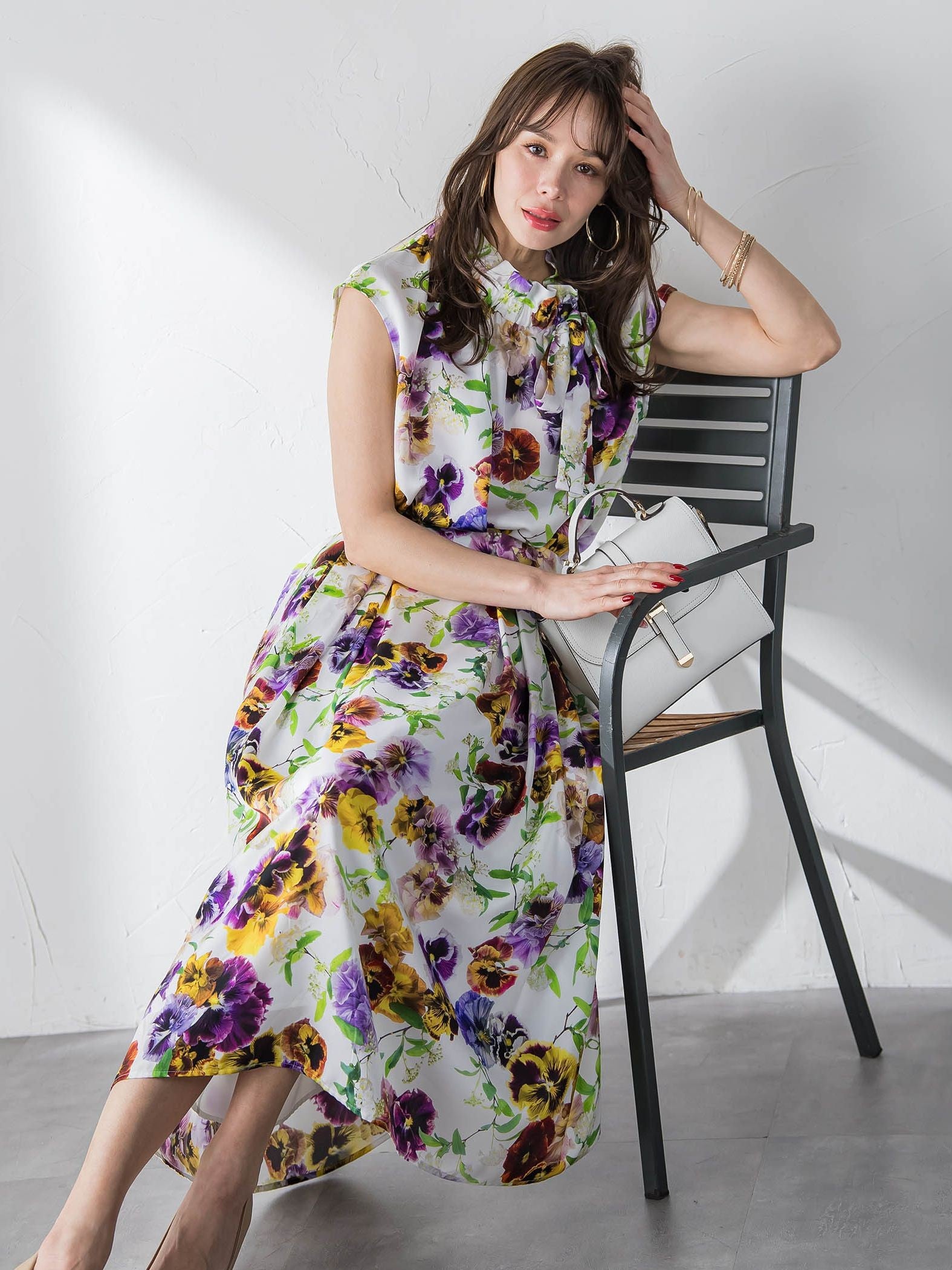 【KEITA KAWASAKI × Viaggio Bluコラボ】パンジープリントスカート