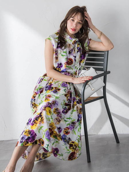 【KEITA KAWASAKI × Viaggio Bluコラボ】パンジープリントスカート