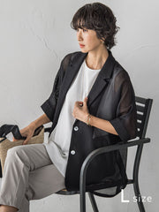 【大きいサイズ/新色追加】”カーデみたいに羽織れる”メッシュジャケット
