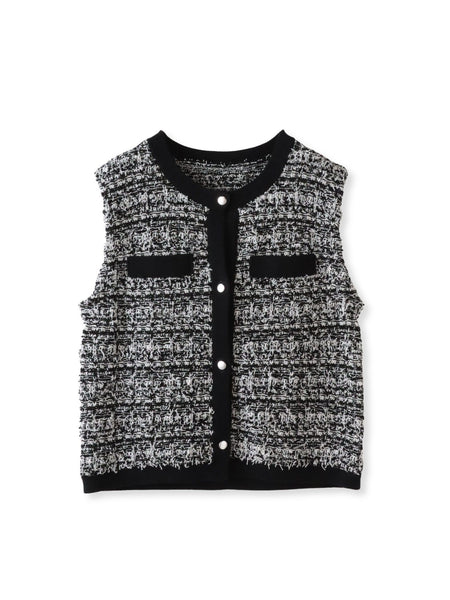 ファンシーツイードニットジレ
