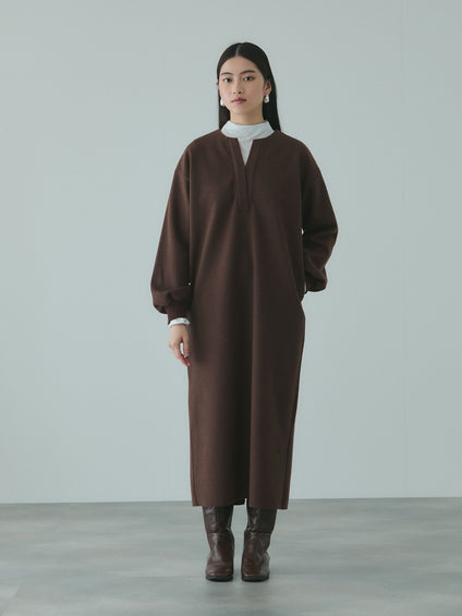 ソフトニットメルトンキーネックワンピース≪手洗い可能≫