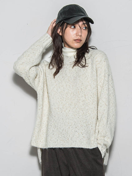 ラメスパンコールクルーネックニット≪手洗い可能≫