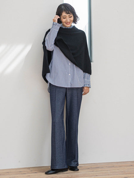 【WEB限定/大きいサイズ】”楽暖”裏起毛ワイドパンツ≪洗濯機で洗える≫