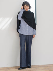 【WEB限定/大きいサイズ】”楽暖”裏起毛ワイドパンツ≪洗濯機で洗える≫