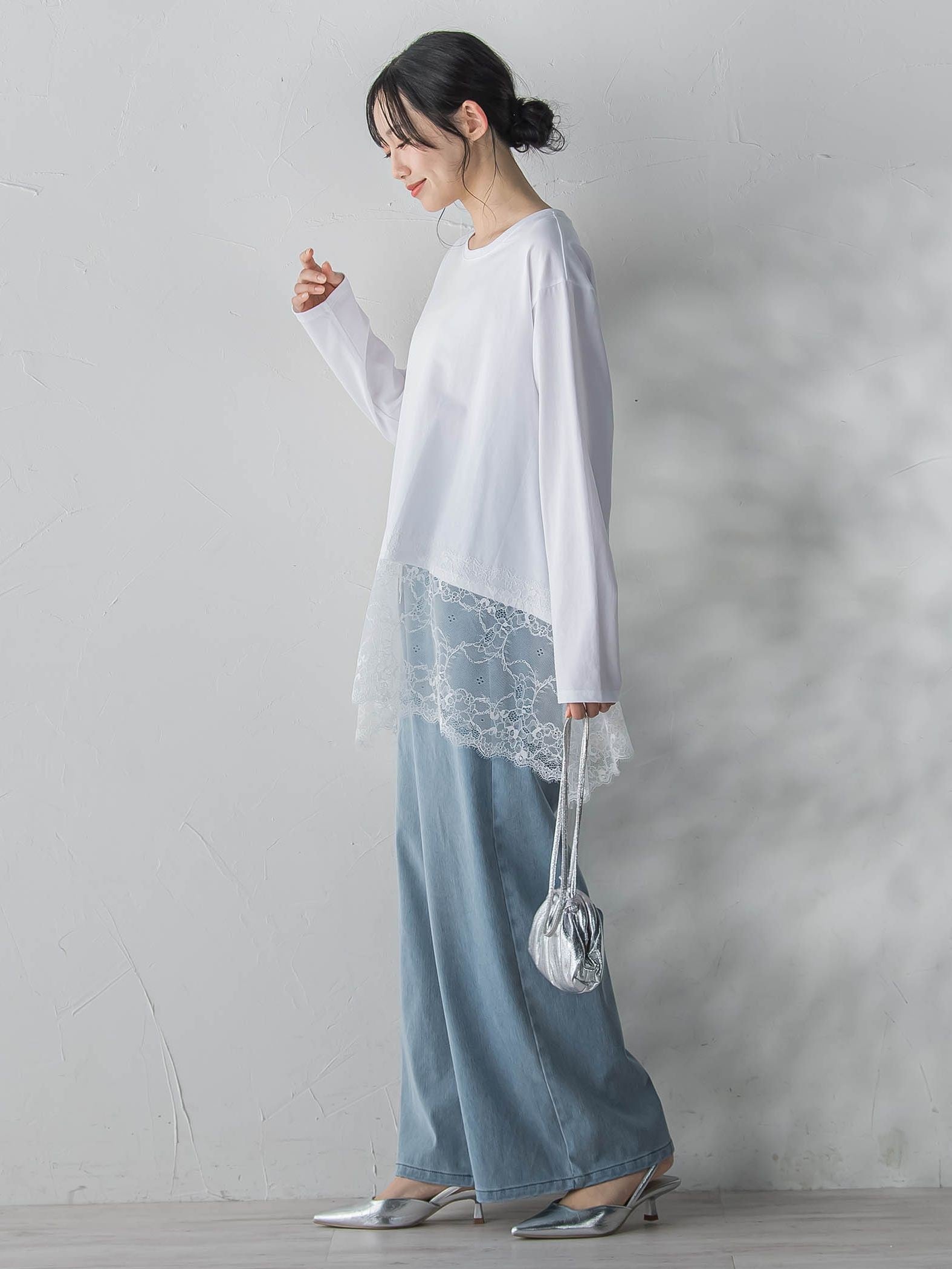 レースコンビカットソー