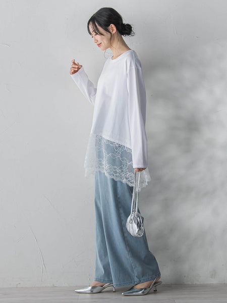 レースコンビカットソー