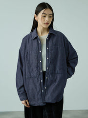 パデッドデニムビッグシャツ≪洗濯機で洗える≫