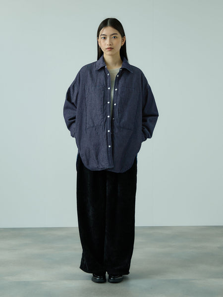 パデッドデニムビッグシャツ≪洗濯機で洗える≫
