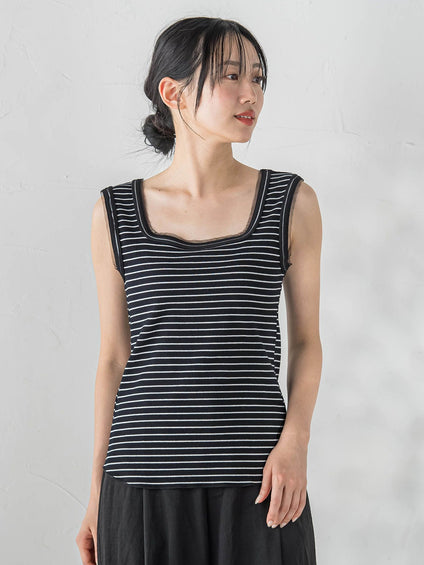 リブスクエアタンクトップ