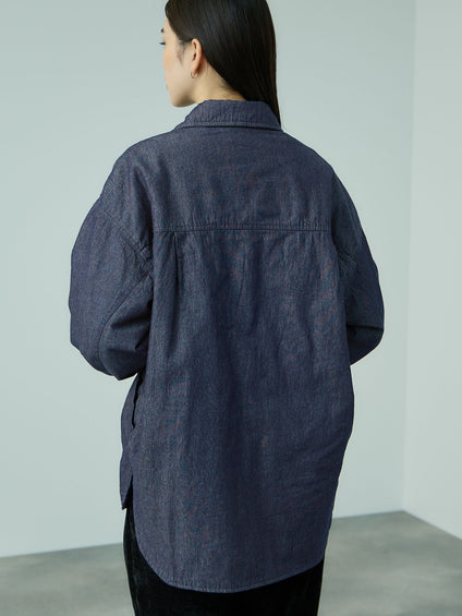 パデッドデニムビッグシャツ≪洗濯機で洗える≫
