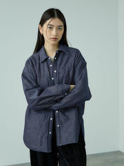 パデッドデニムビッグシャツ≪洗濯機で洗える≫