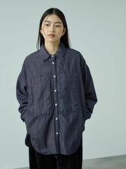 パデッドデニムビッグシャツ≪洗濯機で洗える≫