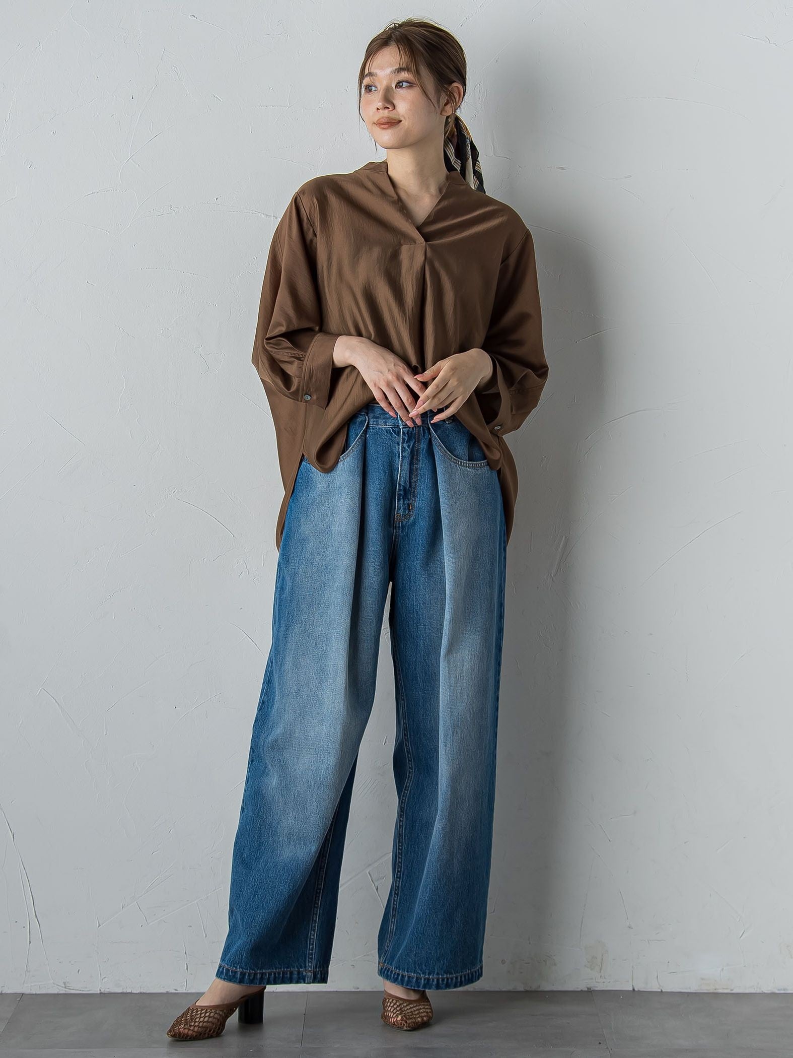 タックデニムパンツ≪洗濯機で洗える≫