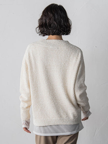 【大きいサイズ】ツヤモールVネックニット