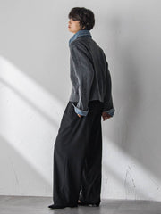 デニムレイヤード風カーディガン≪手洗い可能≫