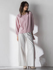 【一瞬で楽とキレイを叶える】タンブラーオックスギャザー袖ブラウス≪手洗い可能≫