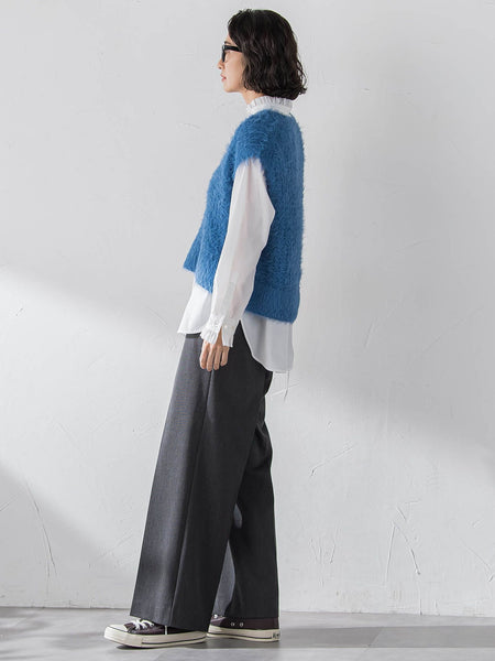 透かしフェザーニットジレ