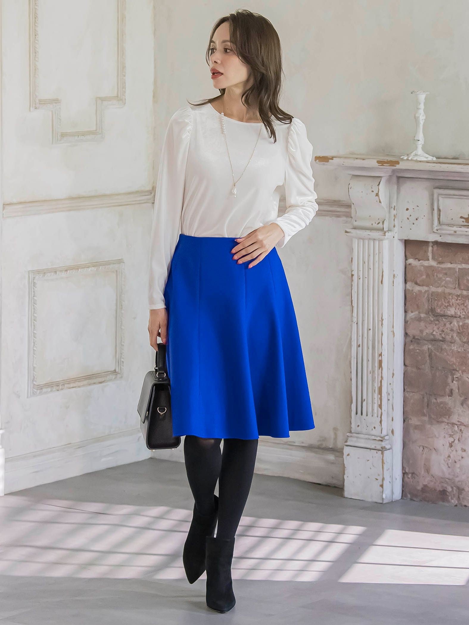 パフ袖ベロアカットソー≪手洗い可能≫