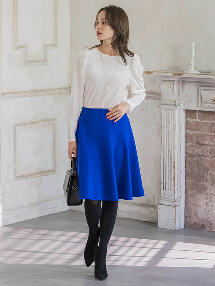 パフ袖ベロアカットソー≪手洗い可能≫