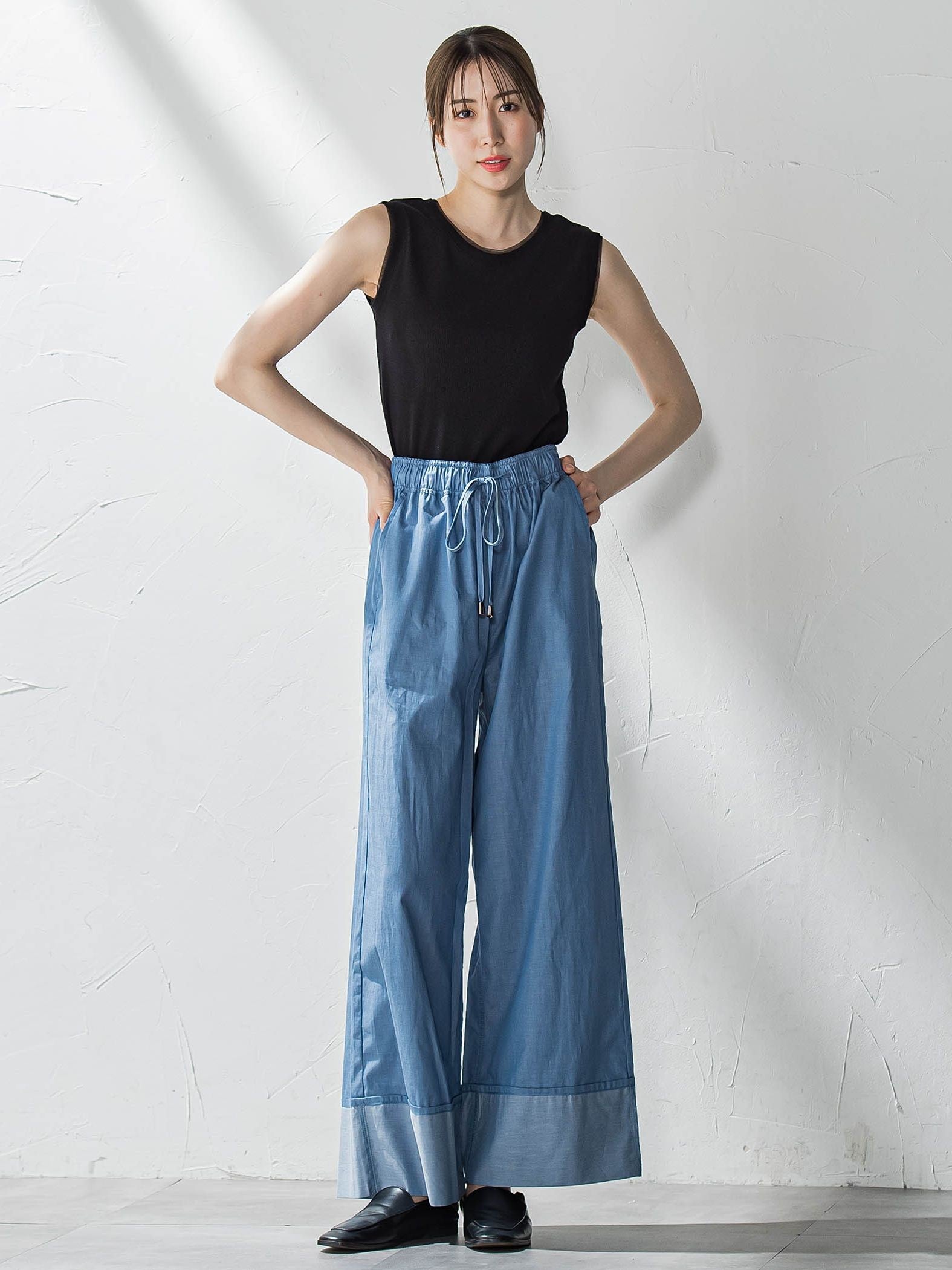 【biyori】ダンガリーワイドパンツ≪手洗い可能≫