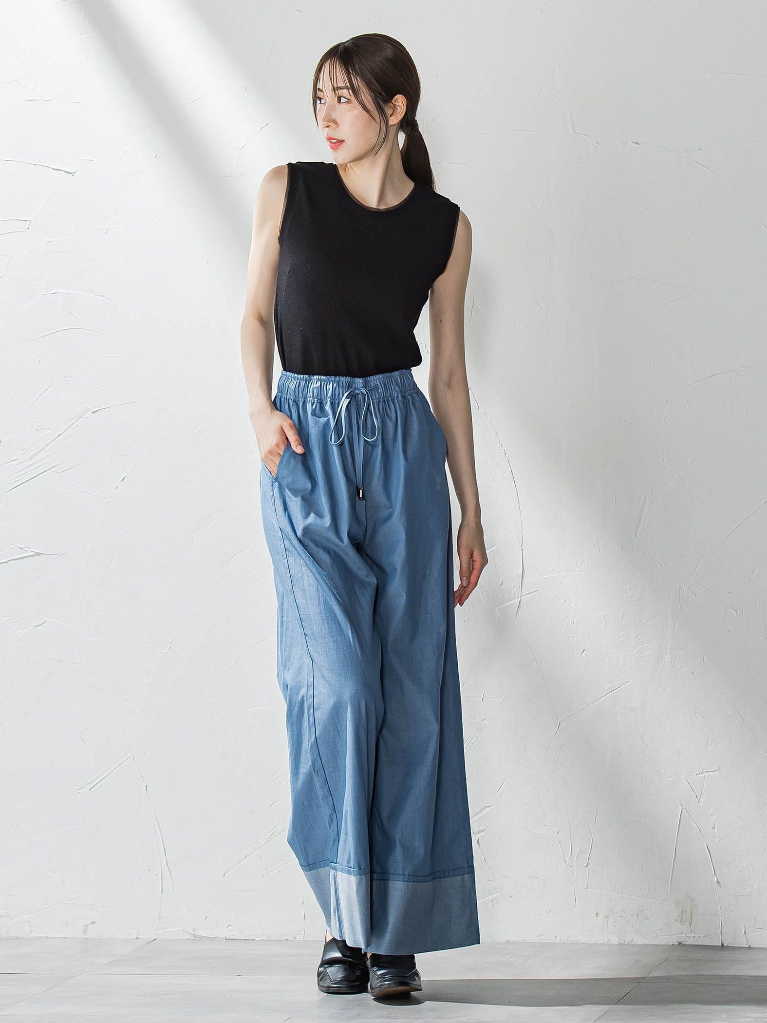 【biyori】ダンガリーワイドパンツ≪手洗い可能≫