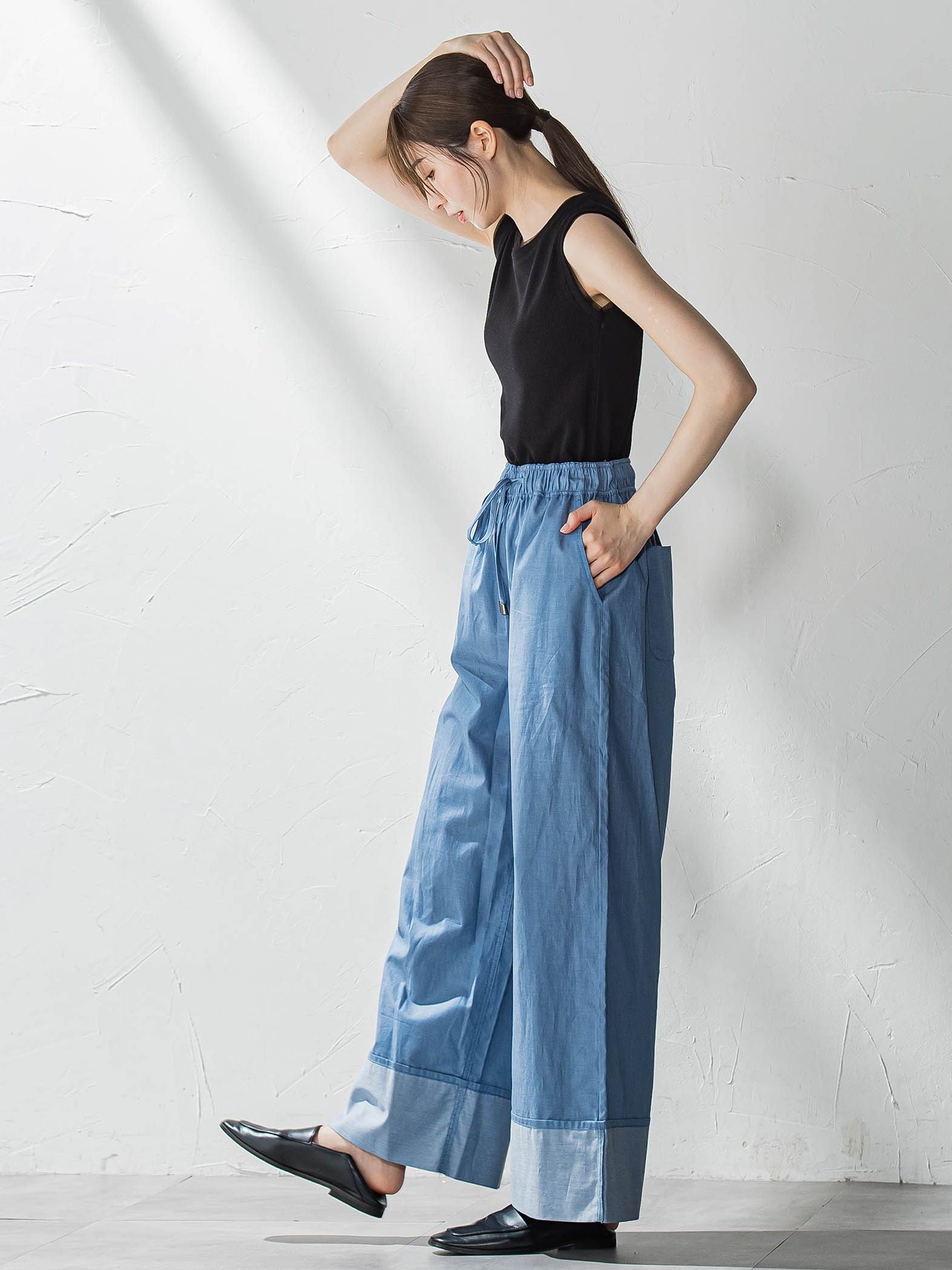 【biyori】ダンガリーワイドパンツ≪手洗い可能≫