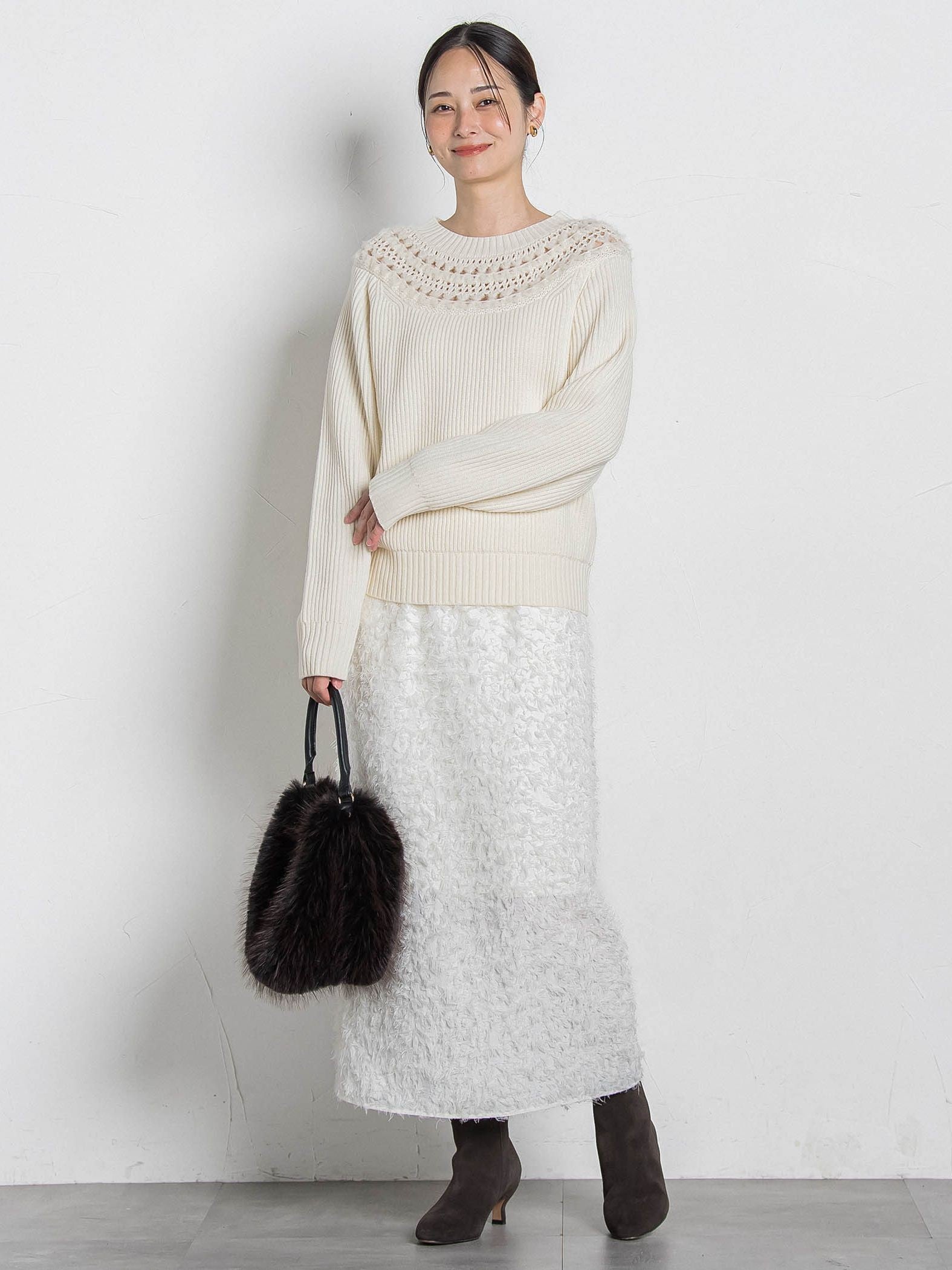 【コラボ商品】エディター東原妙子 × LAUTREAMONT /フェザージャガードタイトスカート