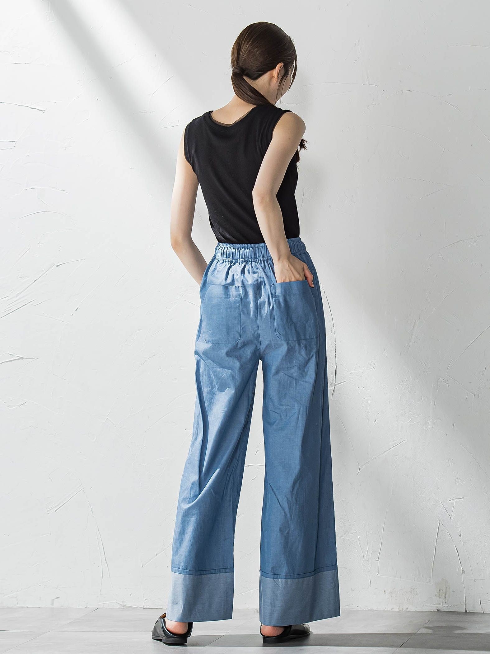 【biyori】ダンガリーワイドパンツ≪手洗い可能≫