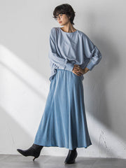 【40周年限定】カラーデニムセミフレアスカート