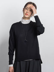 【WEB限定】吸湿発熱スムースストレッチタートルカットソー