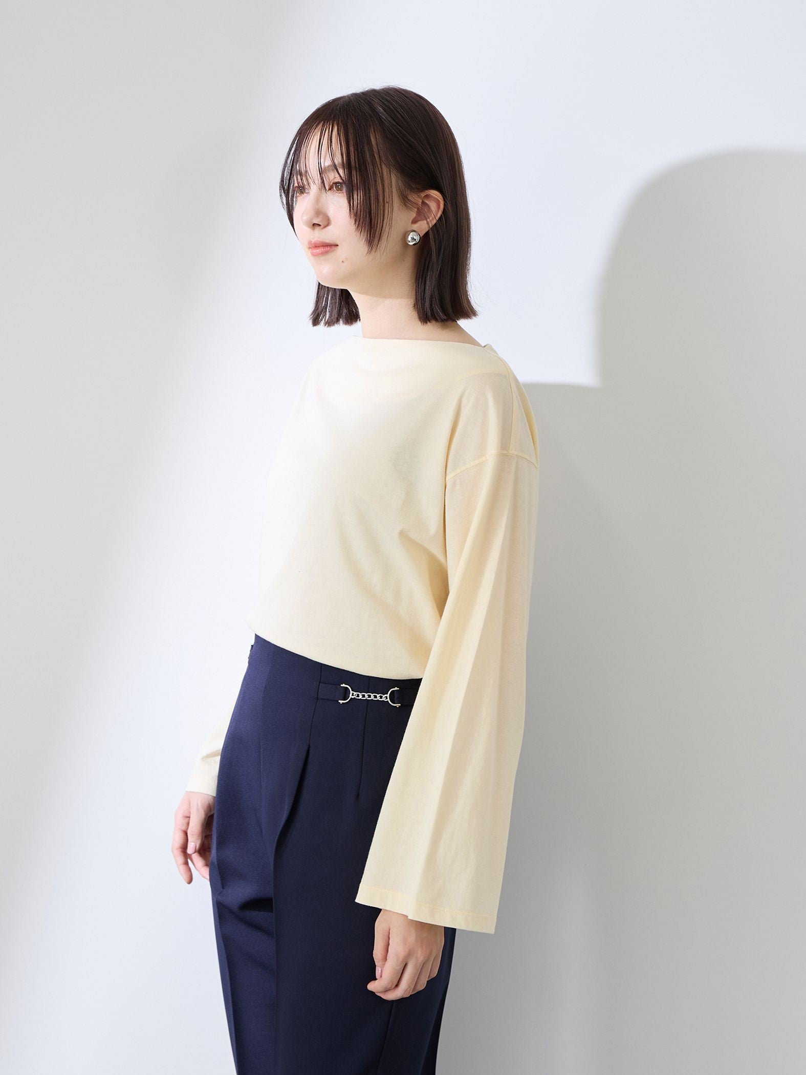 ハイゲージ天竺ボートネックプルオーバー