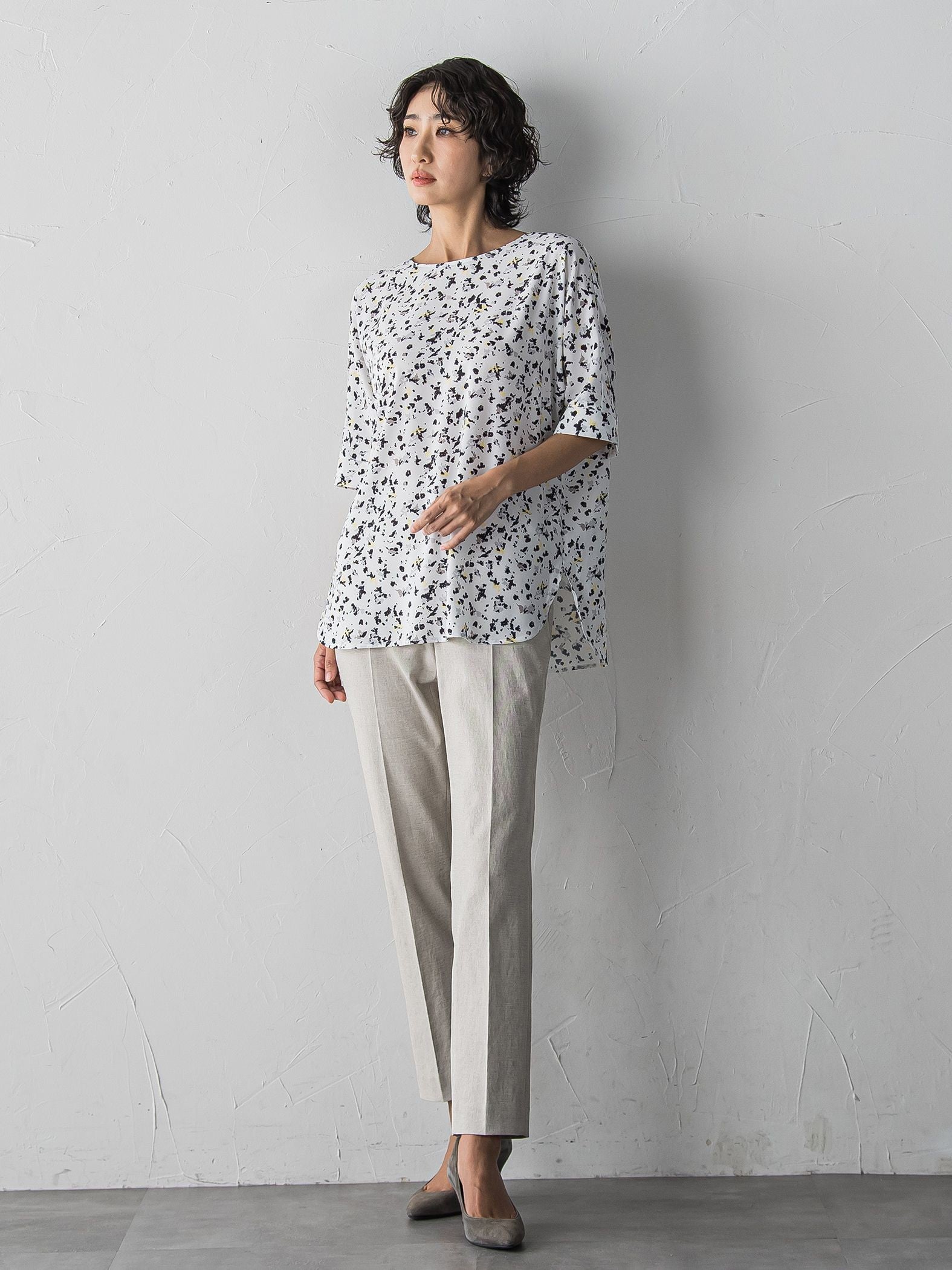 【WEB限定/+5cm丈長め】シェルタリングテーパードパンツ