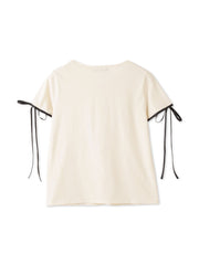 サテンリボンスリーブプルオーバー