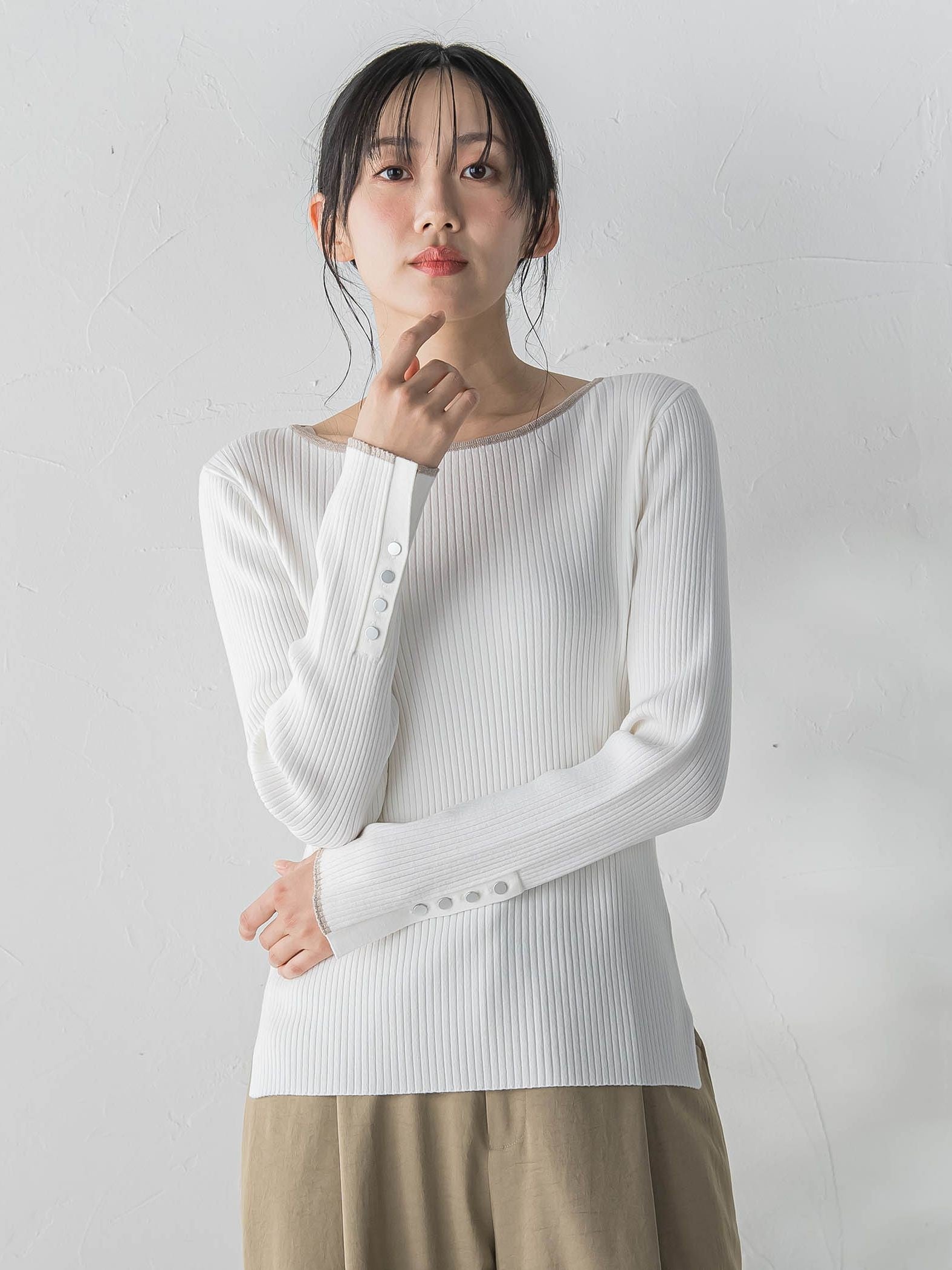 配色RIBニット≪手洗い可能≫