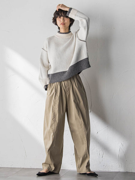 【WEB限定】ハイネック配色ニット≪手洗い可能≫