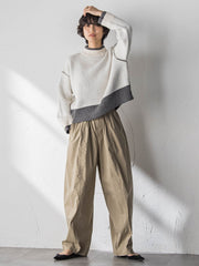 【WEB限定】ハイネック配色ニット≪手洗い可能≫