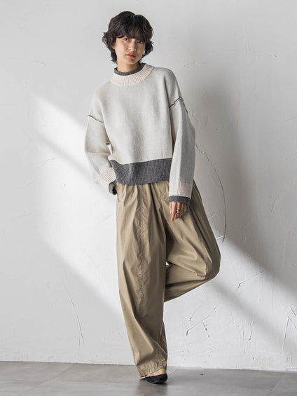 【WEB限定】ハイネック配色ニット≪手洗い可能≫