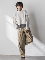 【WEB限定】ハイネック配色ニット≪手洗い可能≫