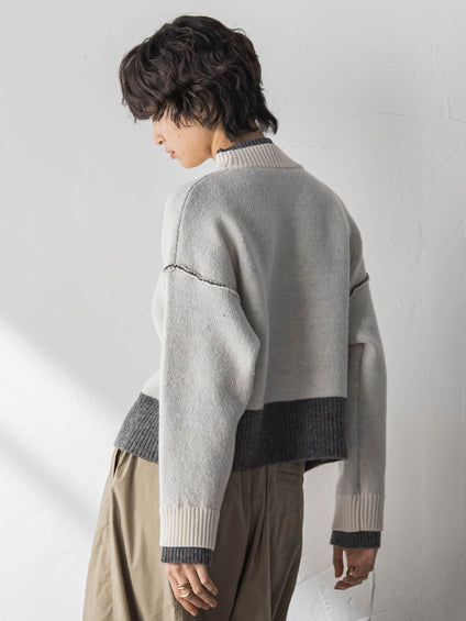 【WEB限定】ハイネック配色ニット≪手洗い可能≫