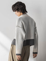 【WEB限定】ハイネック配色ニット≪手洗い可能≫